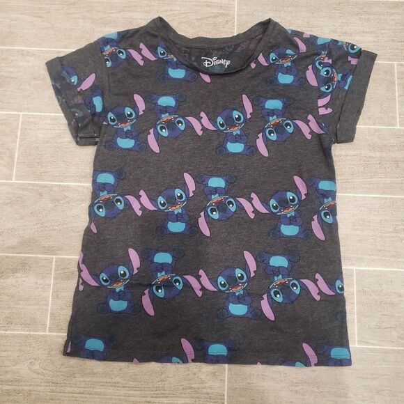 Disney Stitch Print Crew Neck Tee - Picture 1 of 8